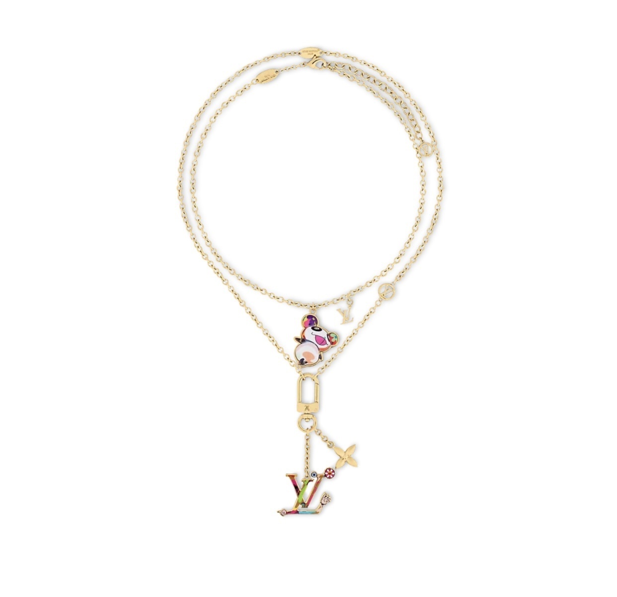 Louis Vuitton Multicolor Charm Necklace – Gold Chain