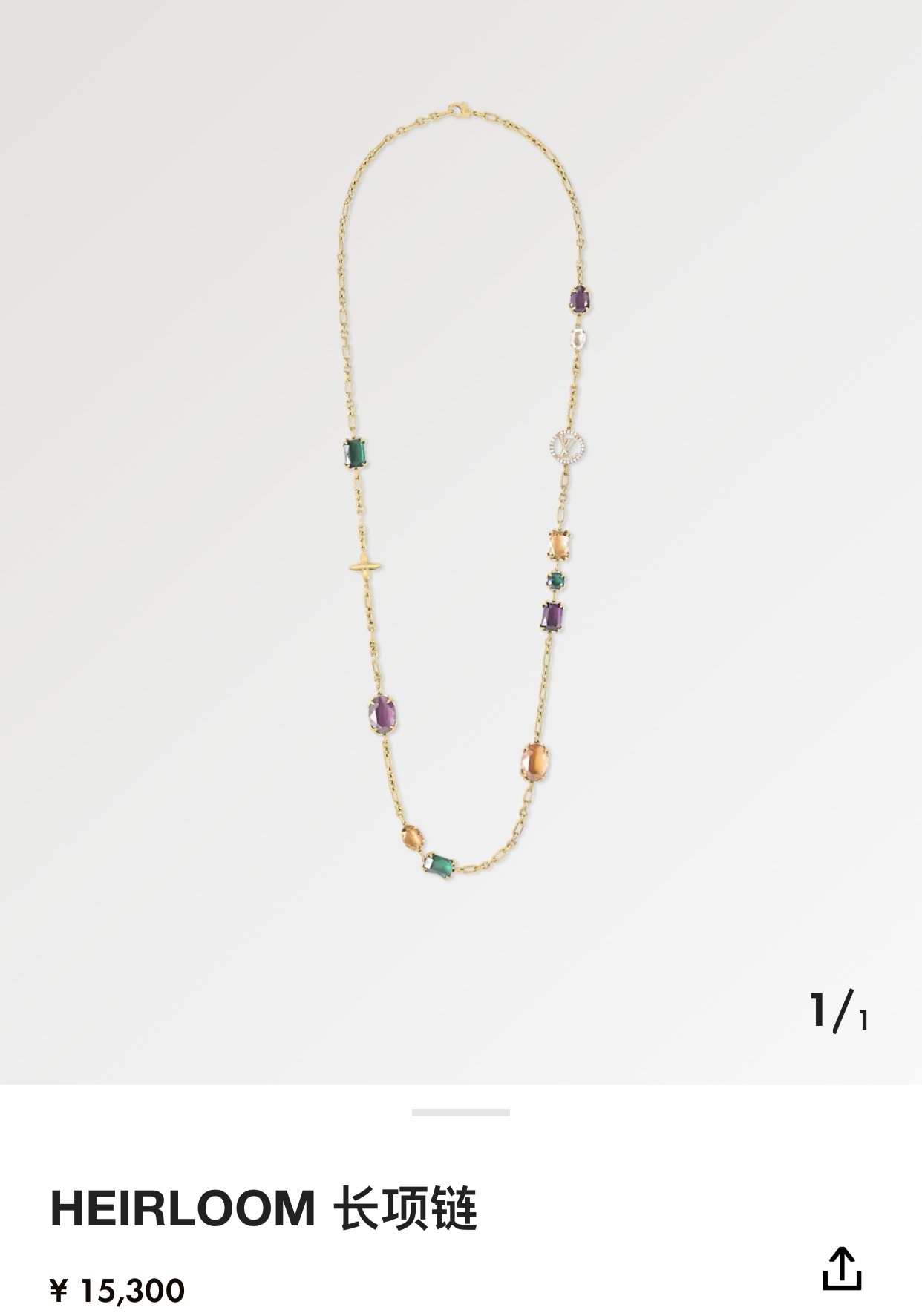 LV Gold Gemstone Charm Necklace – Elegant Designer Style