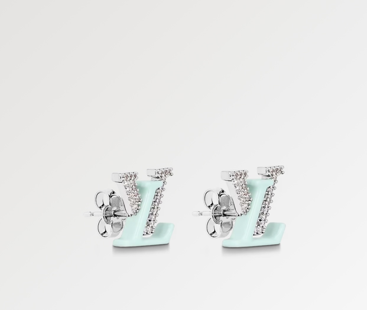 LV Pastel Green Diamond Stud Earrings