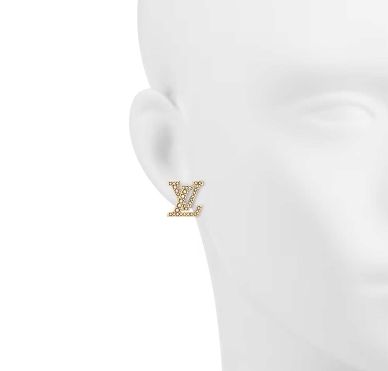 Louis Vuitton Pearl Stud Earrings gold