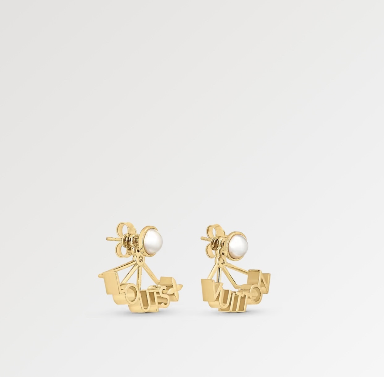 Louis Vuitton Gold Pearl Letter Earrings – Designer Chic