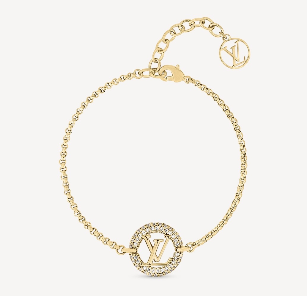 Luxury Crystal LV Circle Bracelet – Premium Gold Finish
