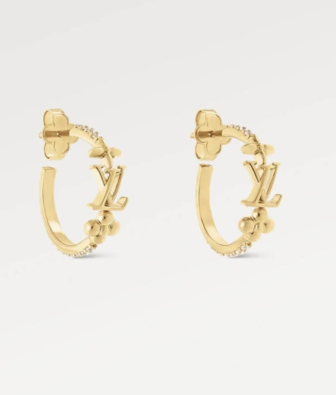 Louis Vuitton Gold Studded Hoop Earrings – Designer