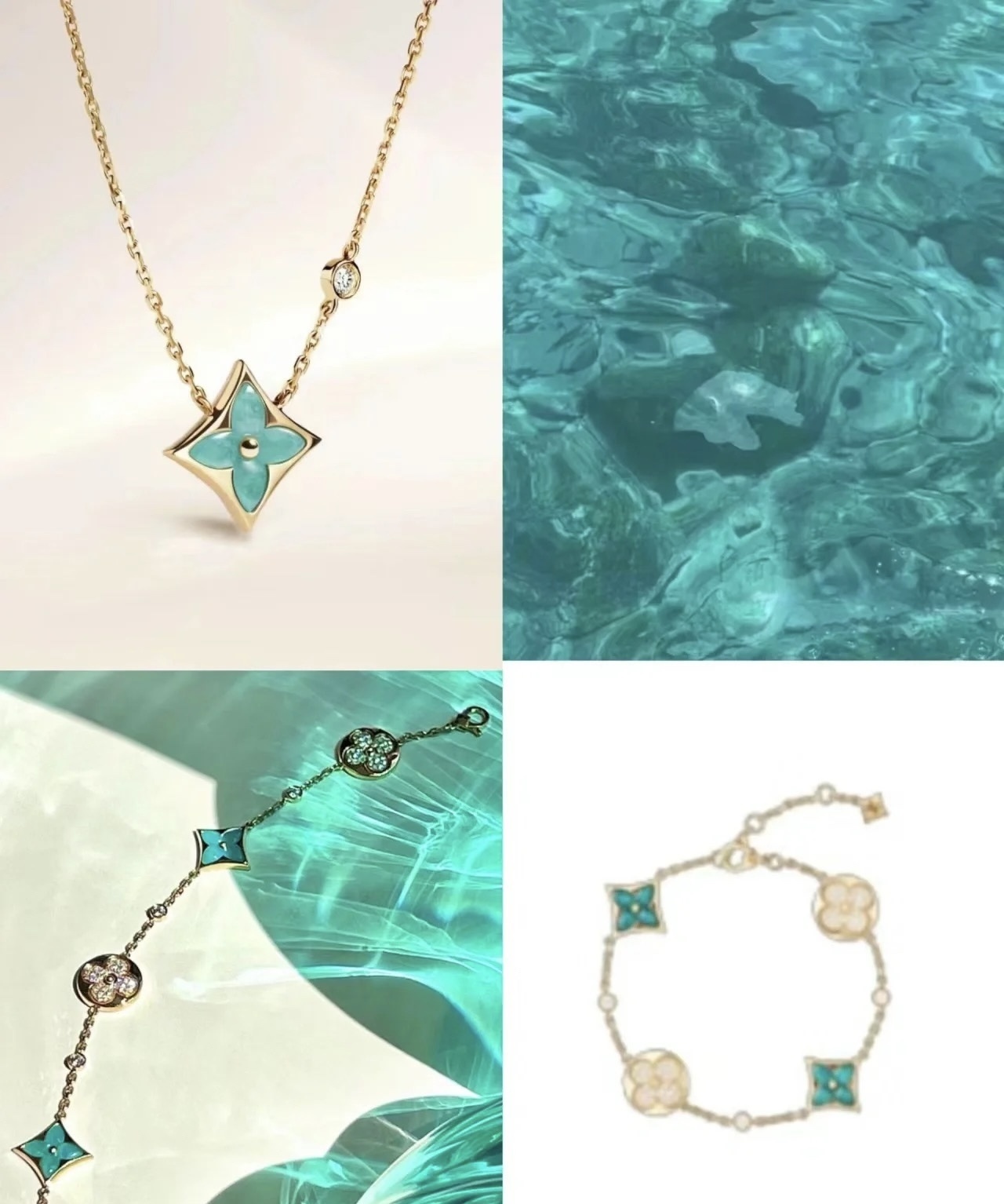 Louis Vuitton Turquoise Clover Bracelet – Louis Vuitton Gold Turquoise