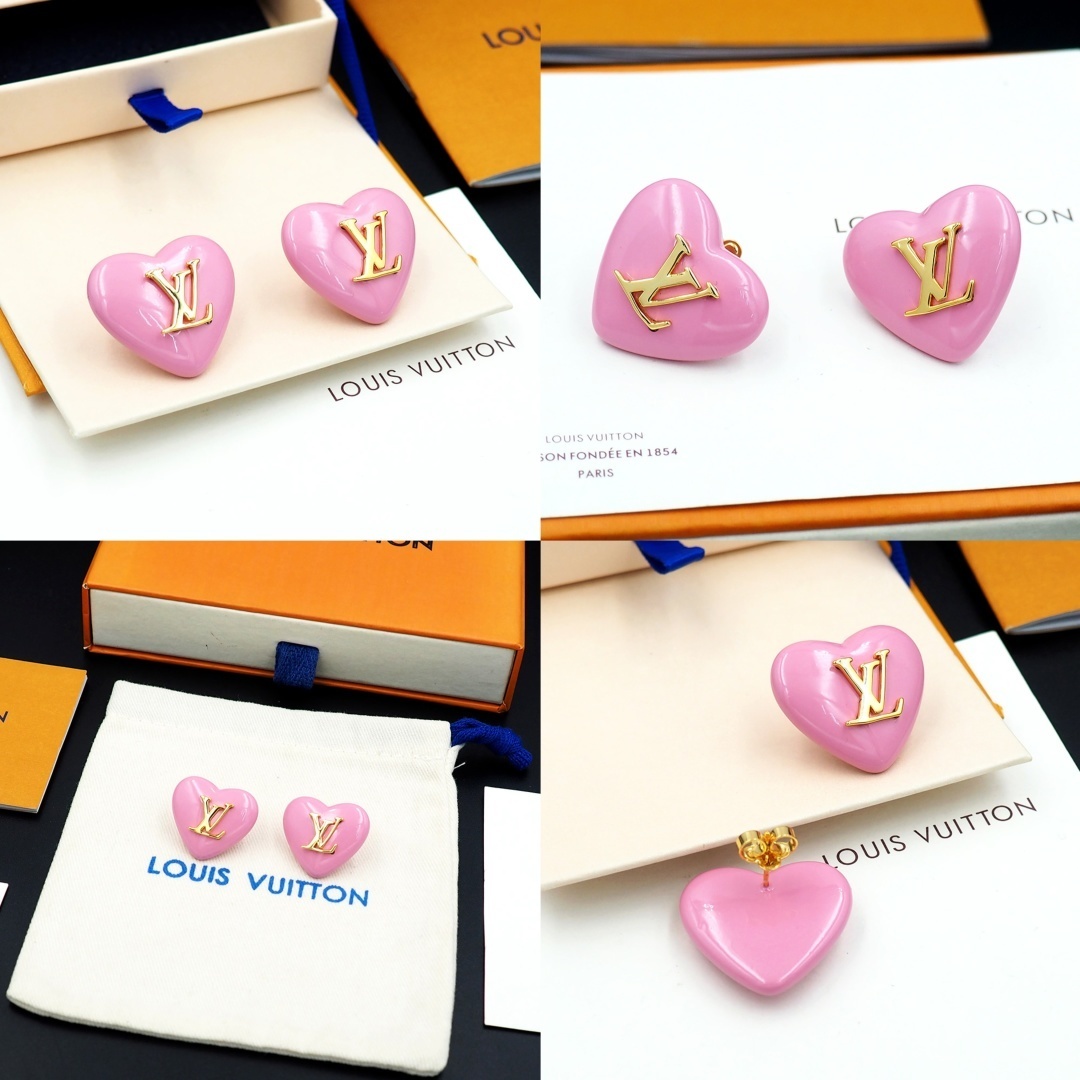 gold Louis Vuitton Pink Heart Earrings – Louis Vuitton Pink Heart