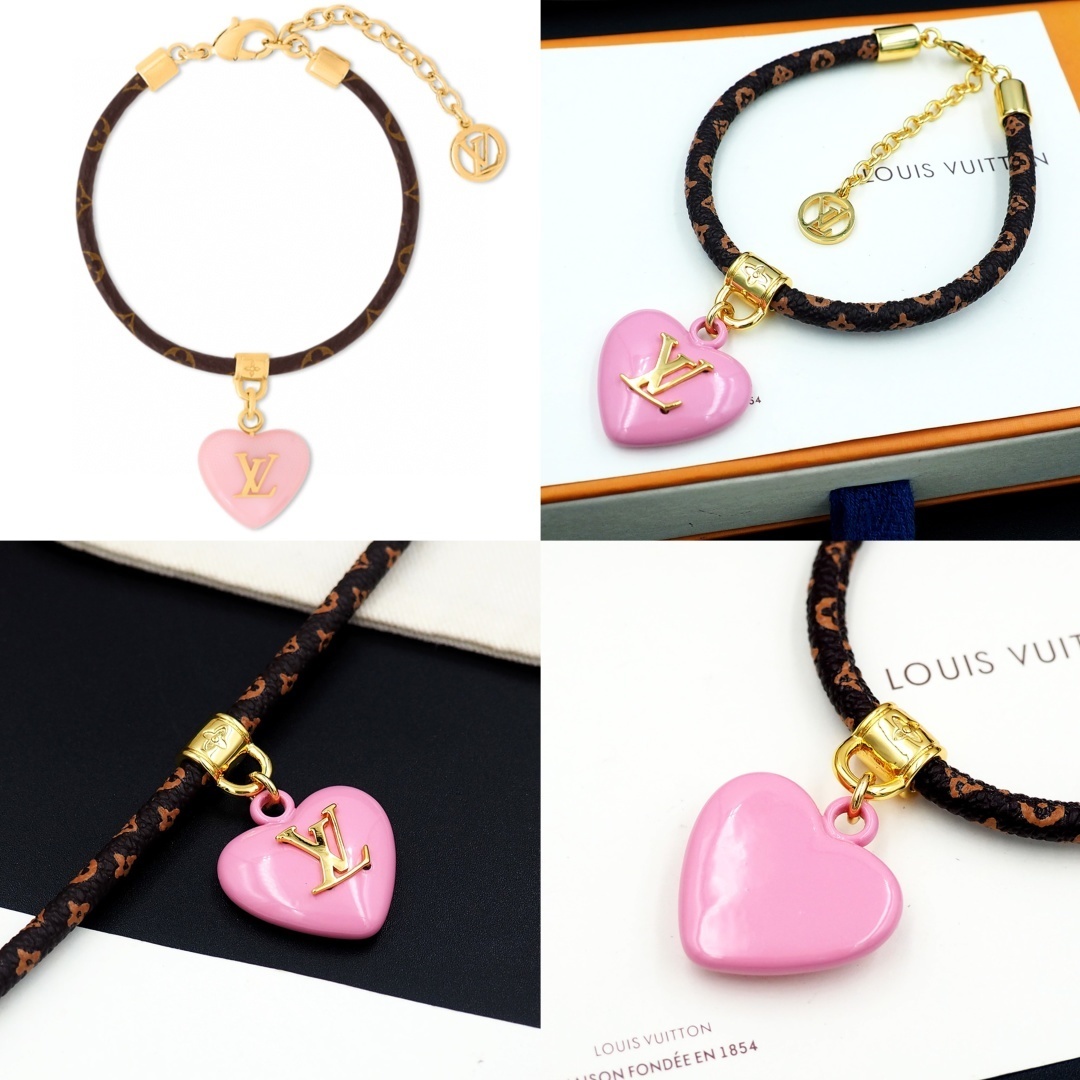 LV Heart Charm Bracelet – Premium Quality