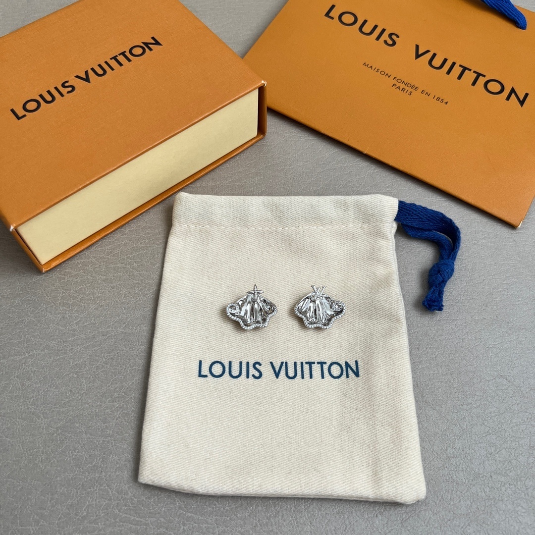 Louis Vuitton Silver Crystal Earrings – Designer Statement