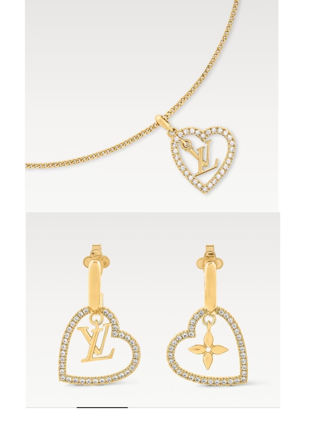 LV Heart Gold Diamond Set – Louis Vuitton My – Necklace & Earrings