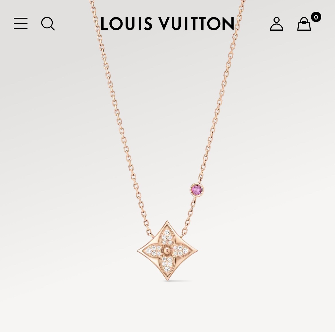 LV Rose Gold Diamond Flower Pendant Necklace – Elegant