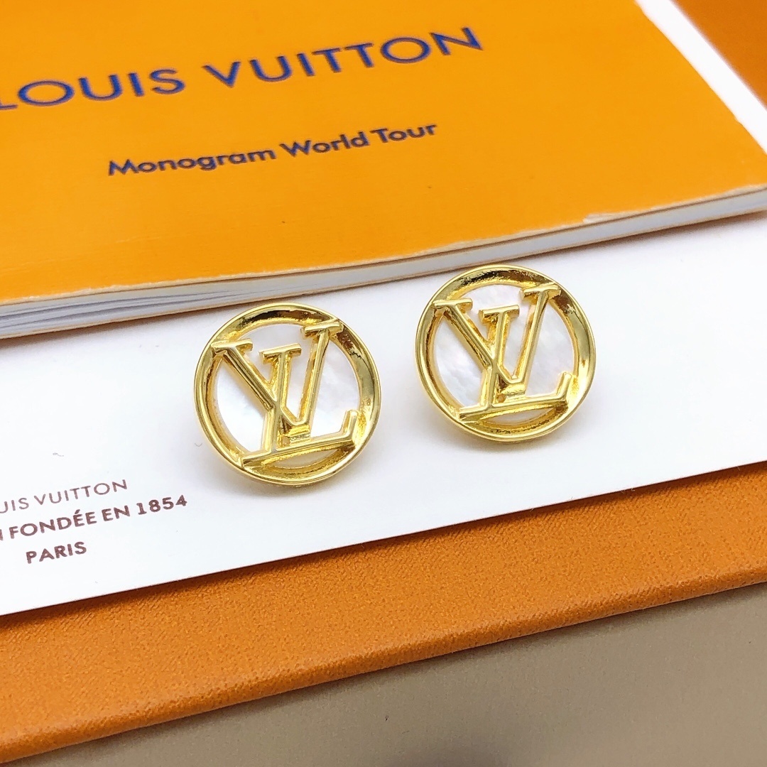 Louis Vuitton Mother-of-Pearl Earrings – Louis Vuitton Gold-Tone