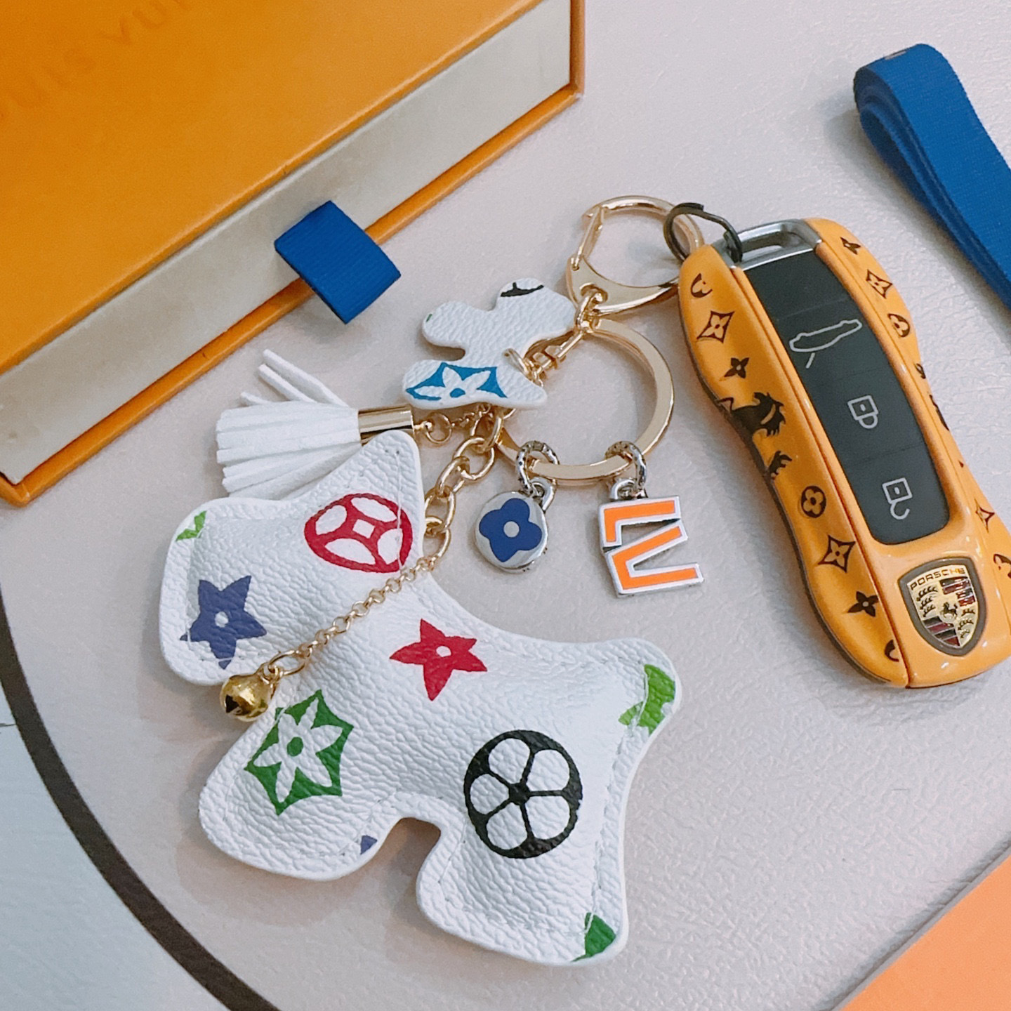 LV Dog Charm Keychain – Louis Vuitton Leather Keyring