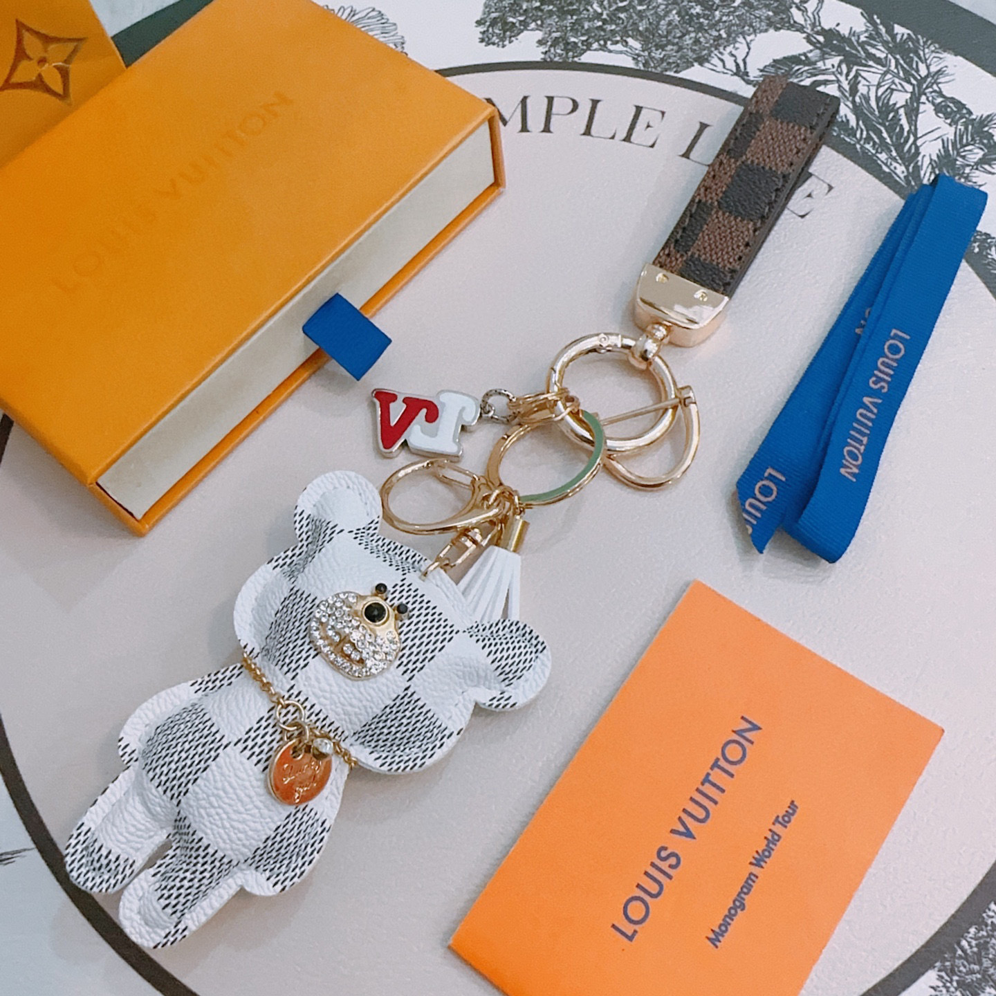 LV Damier Azur Bear Keychain – Louis Vuitton Charm