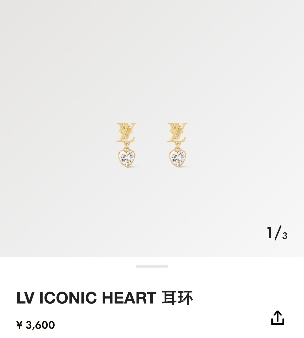 Louis Vuitton Gold Heart Crystal Earrings – Iconic LV