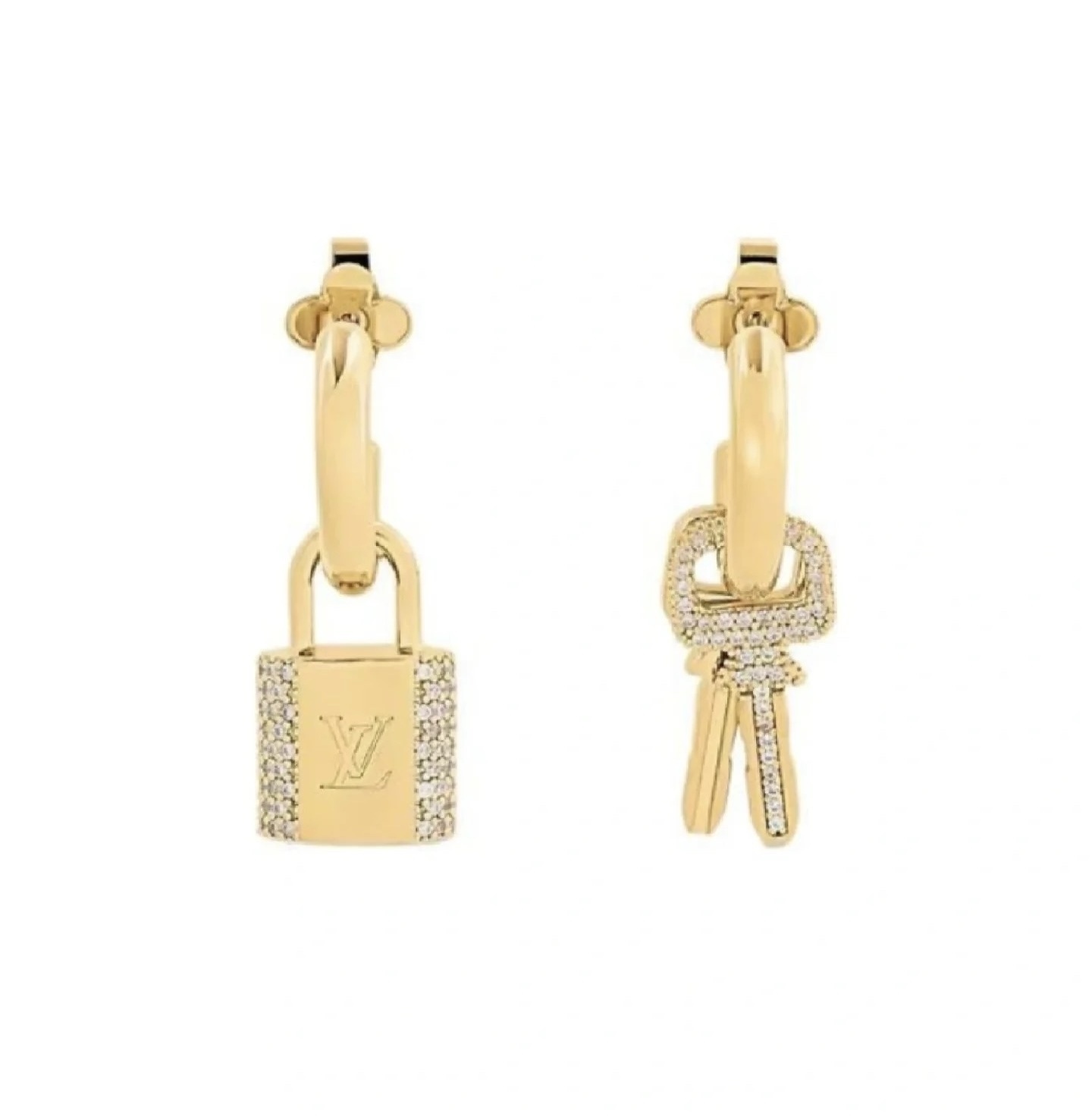Louis Vuitton Gold Lock & Key Earrings – Designer Jewelry