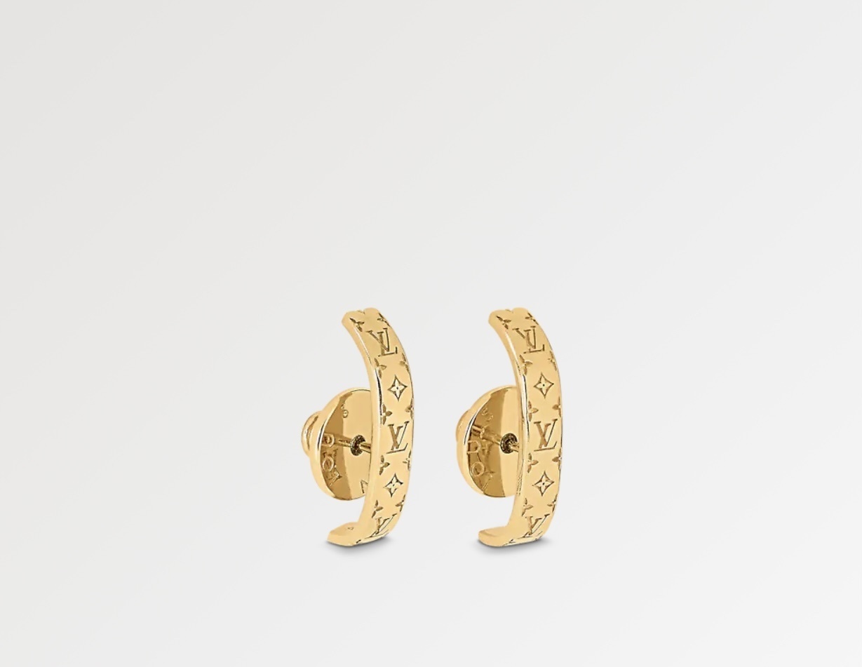 Louis Vuitton Gold Monogram Loop Earrings – Designer Chic