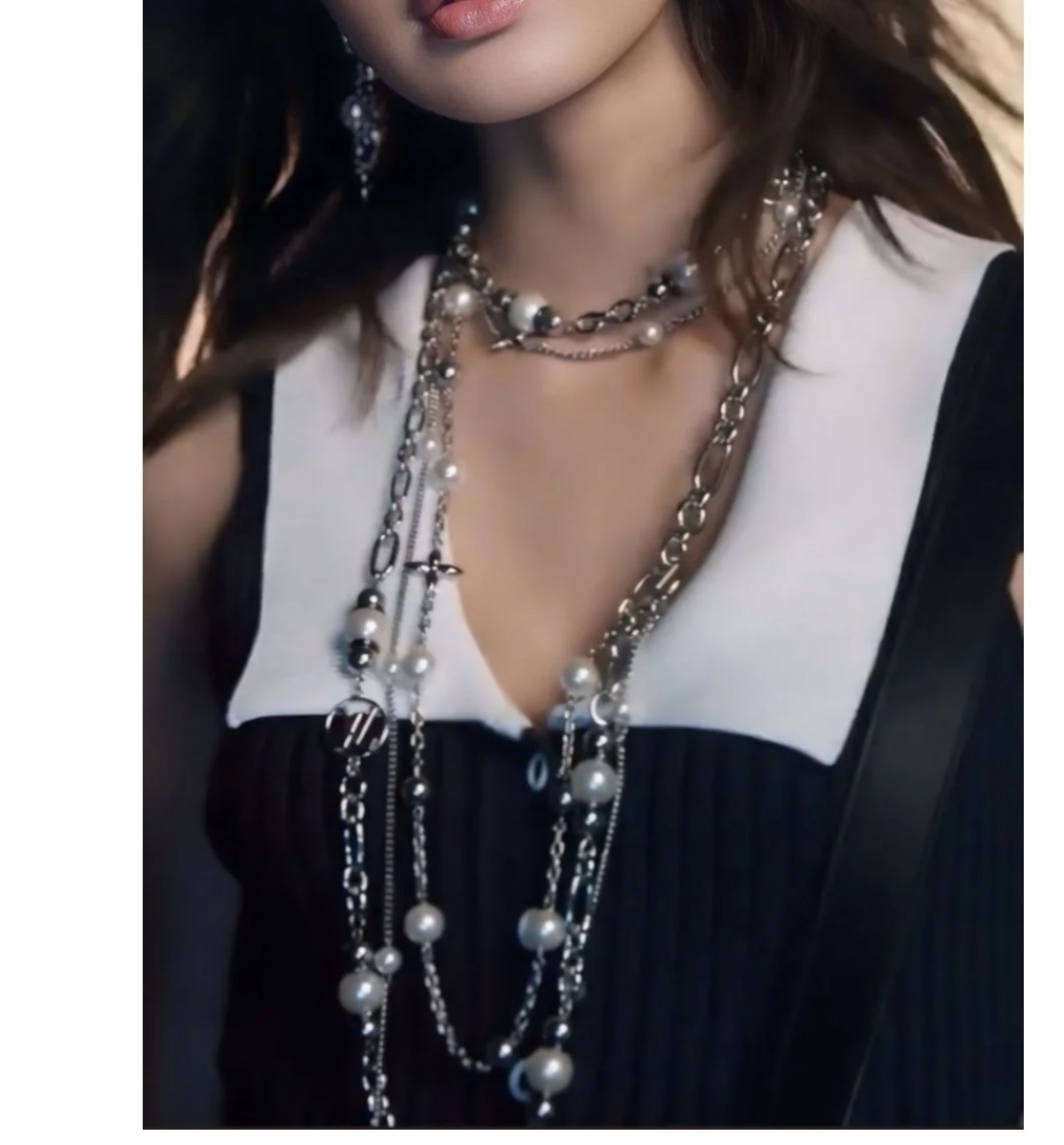 Chanel Silver Pearl Chain – Chanel Silver Multi-Strand Pearl Chain