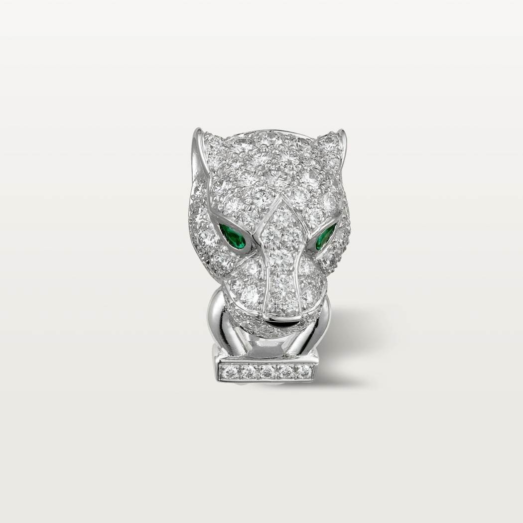 Cartier Diamond Panther Ring Emerald Eyes – Platinum