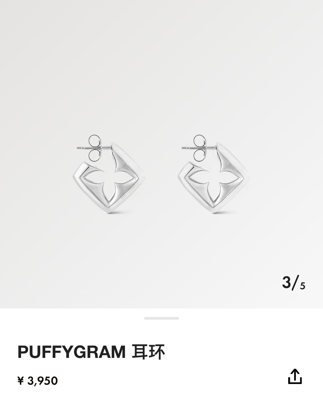 Louis Vuitton Silver Earrings – Louis Vuitton Silver Puffygram Hoop