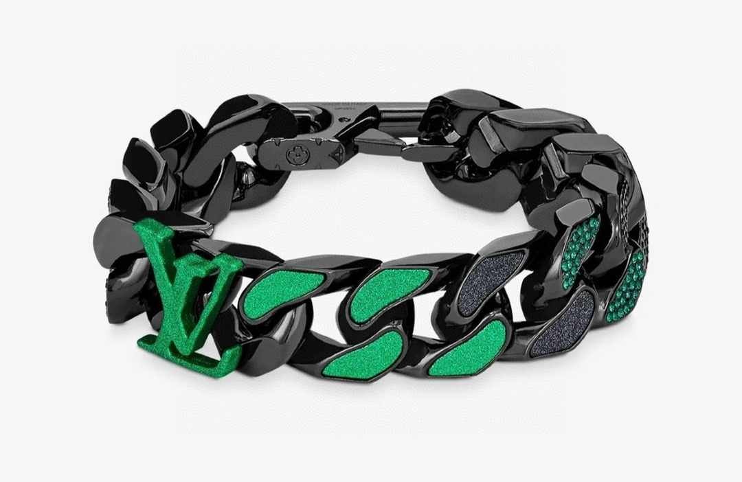 LV Chain Links Bracelet Premium Quality – Black & Green