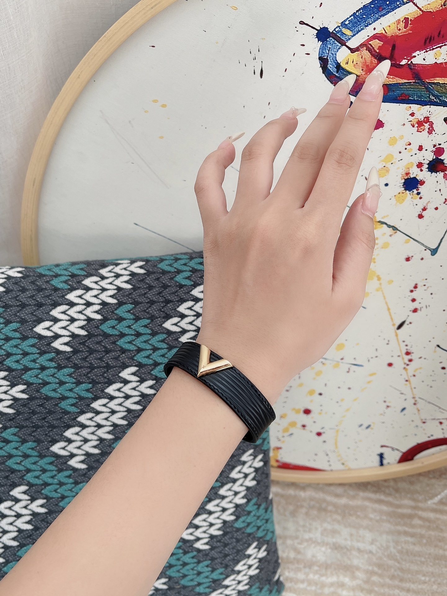 Premium Leather Bracelet with Iconic V Detail