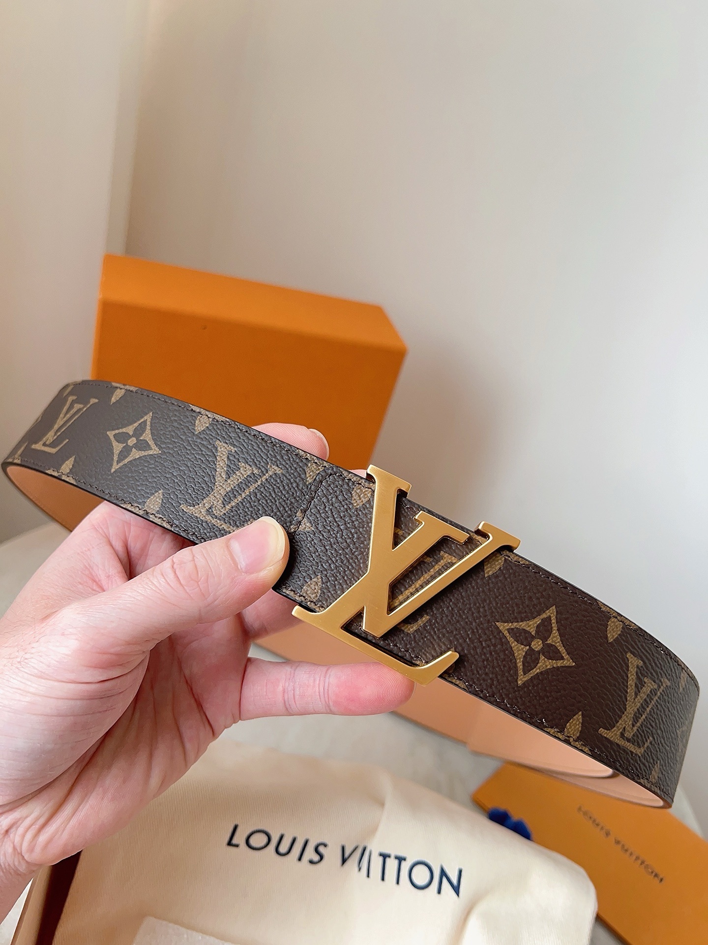 Louis Vuitton Initiales 40mm Monogram Canvas Belt Gold Buckle