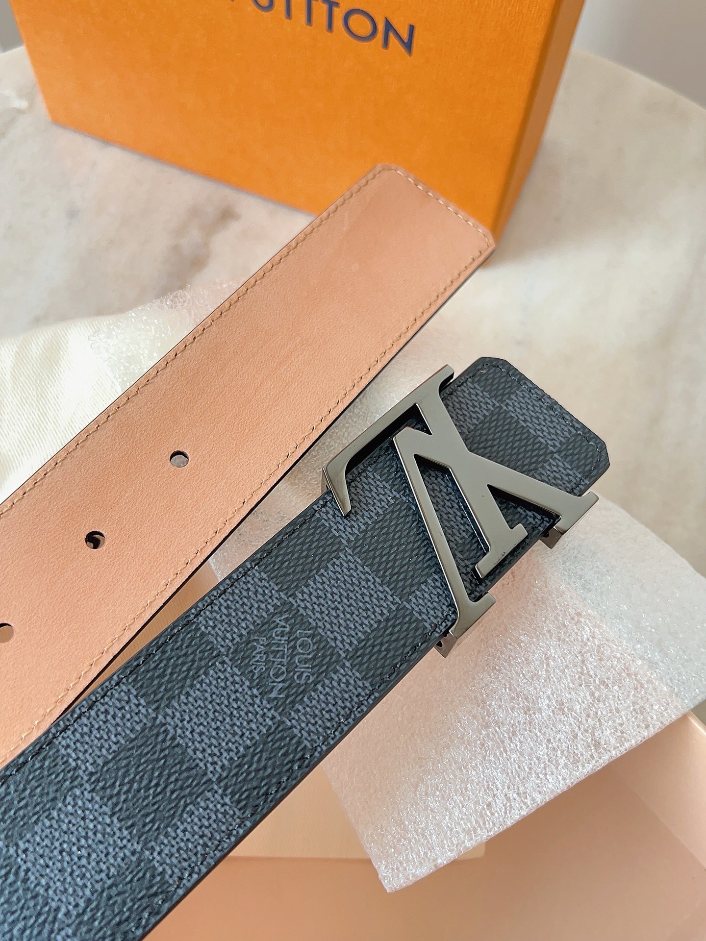 Louis Vuitton LV Initial Damier Graphite Men's Belt - 40mm