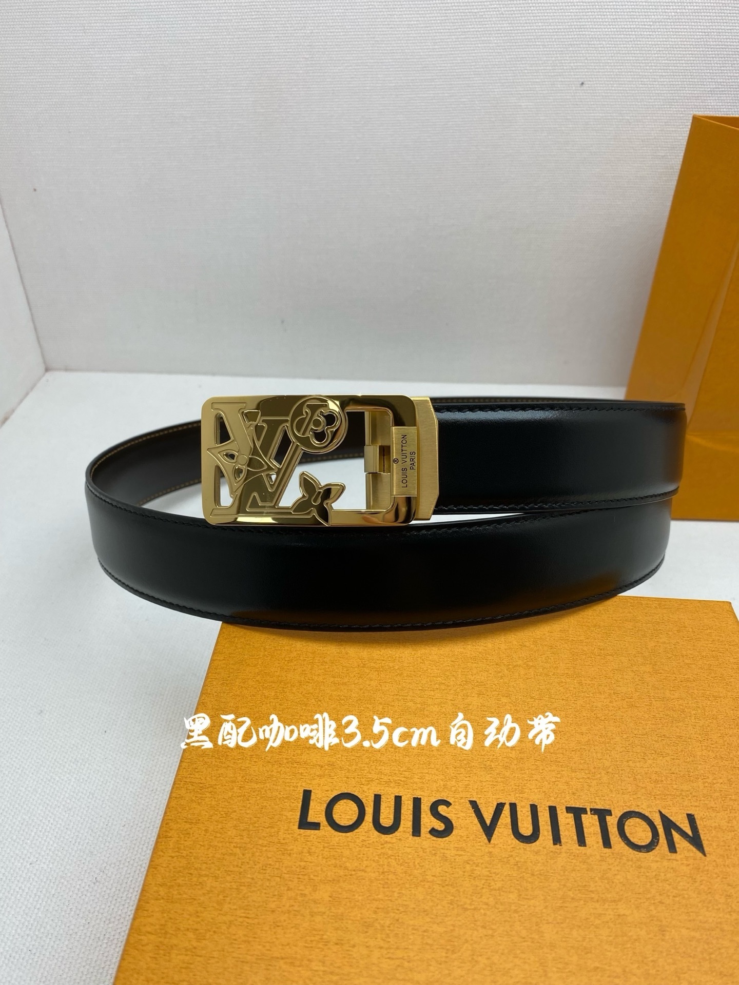 Louis Vuitton Men's 3.5cm Automatic Leather Belt - Gold Buckle