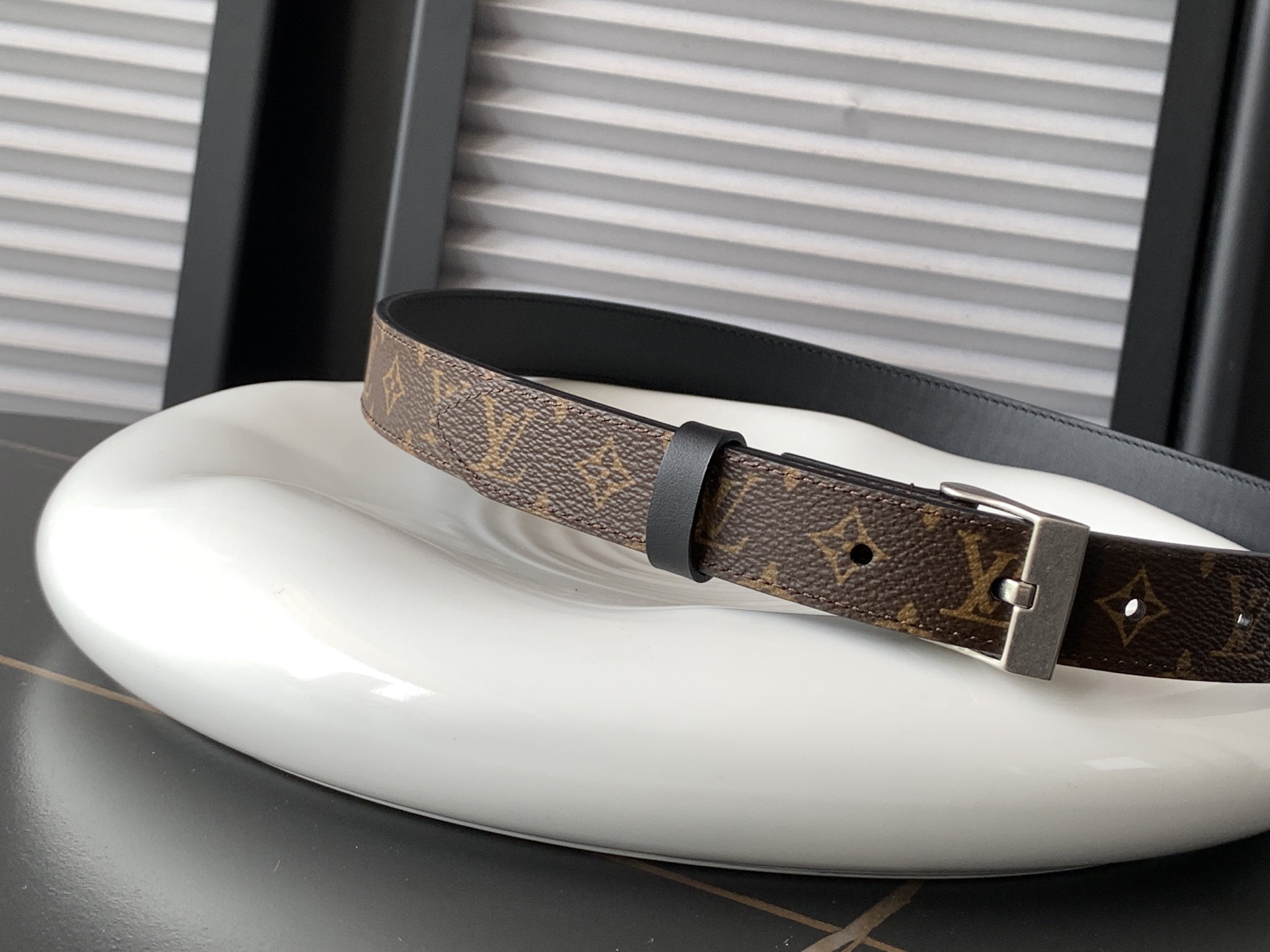 Louis Vuitton Monogram Reversible Belt with Silver Buckle