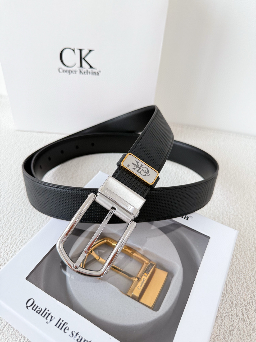 Cooper Kelvina Luxury Men's Leather Belt - Elegant Dress Accessory