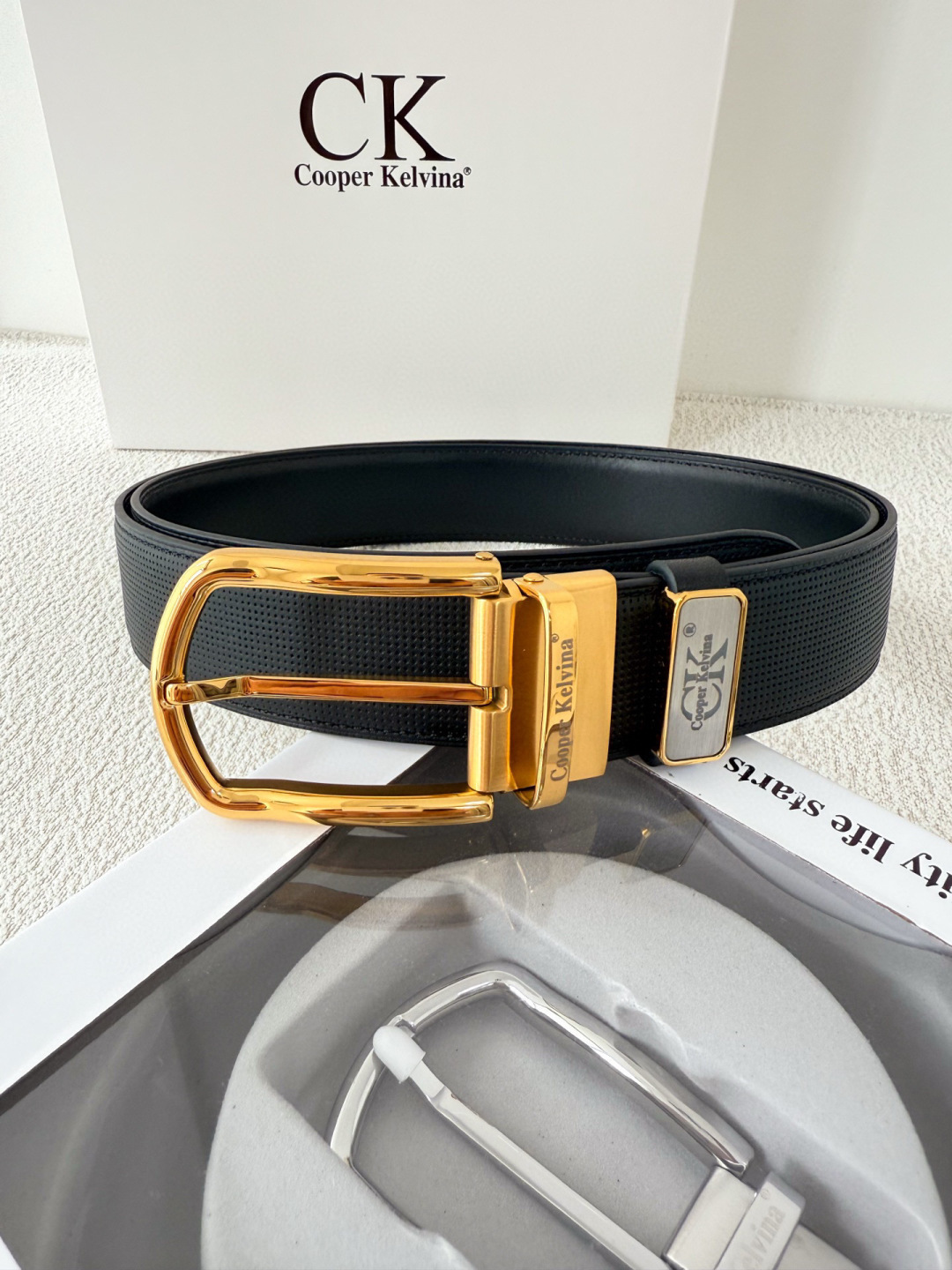 Cooper Kelvina Premium Textured Leather Belt for Men - Black