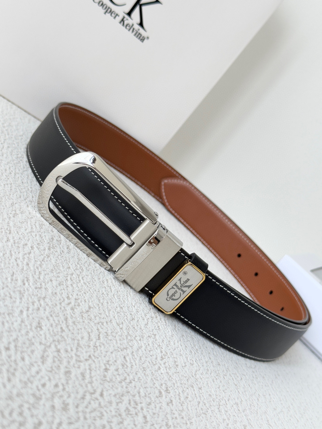 Cooper Kelvina Men's Leather Belt - Elegant Silver Pin Buckle