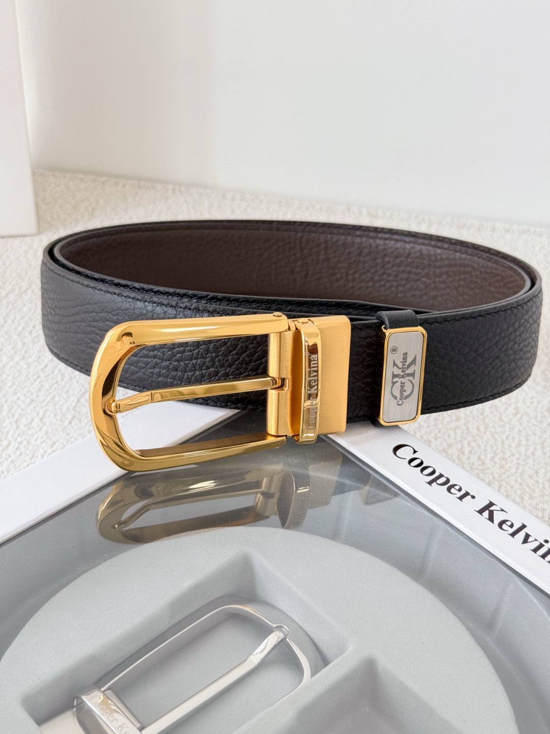 Cooper Kelvina Premium Men's Leather Belt Set with 2 Buckles