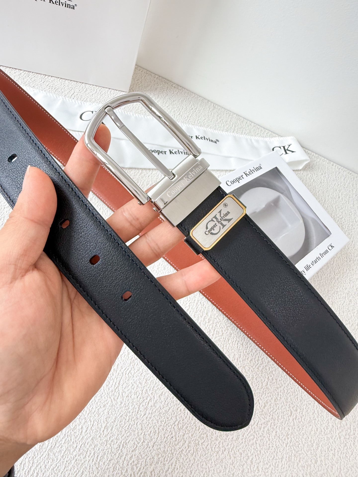 Cooper Kelvina Men's Reversible Genuine Leather Belt - Black & Tan