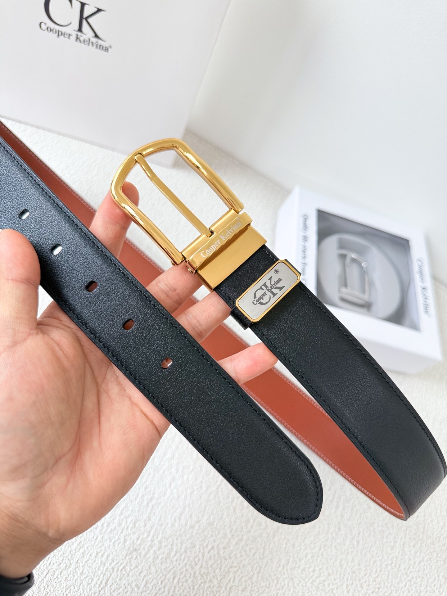 Cooper Kelvina Men's Genuine Leather Belt - Premium Gold Buckle