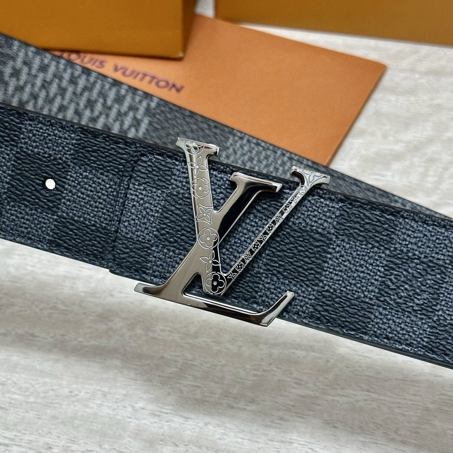 Louis Vuitton Men's Damier Graphite LV Initiales Reversible Belt