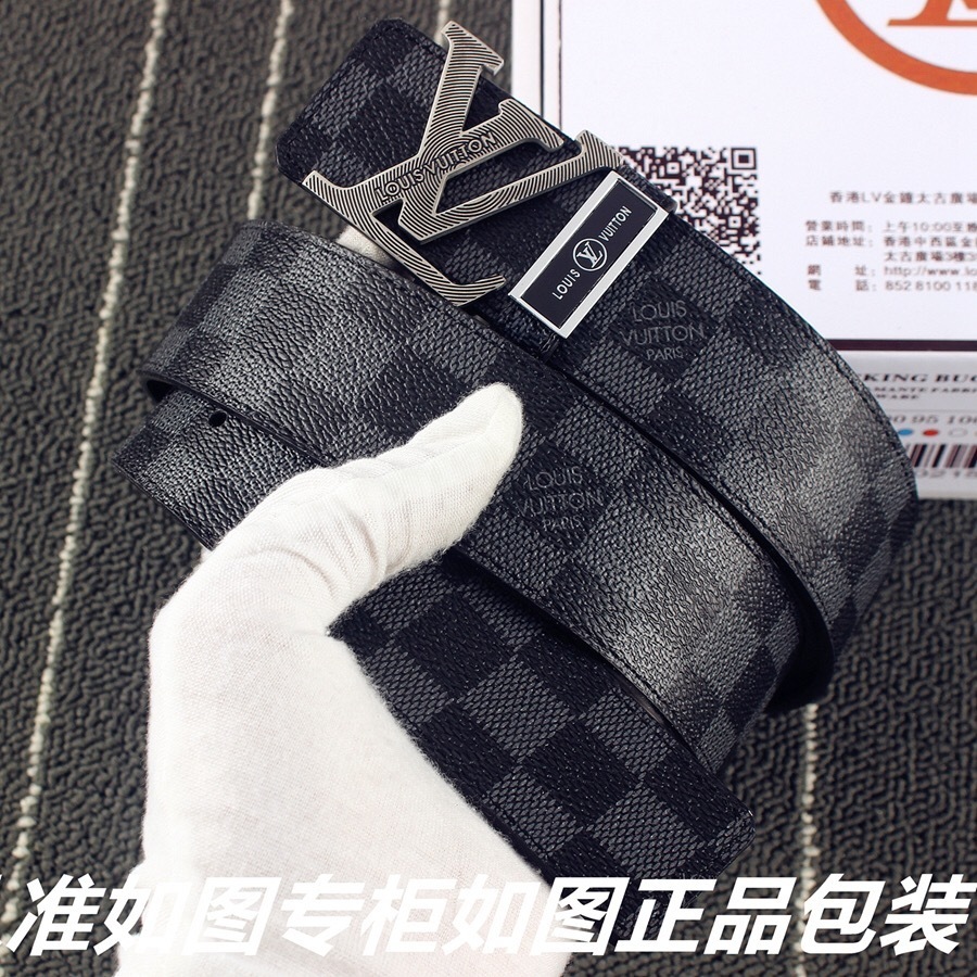 Louis Vuitton Men's LV Initiales Damier Graphite Belt - Black