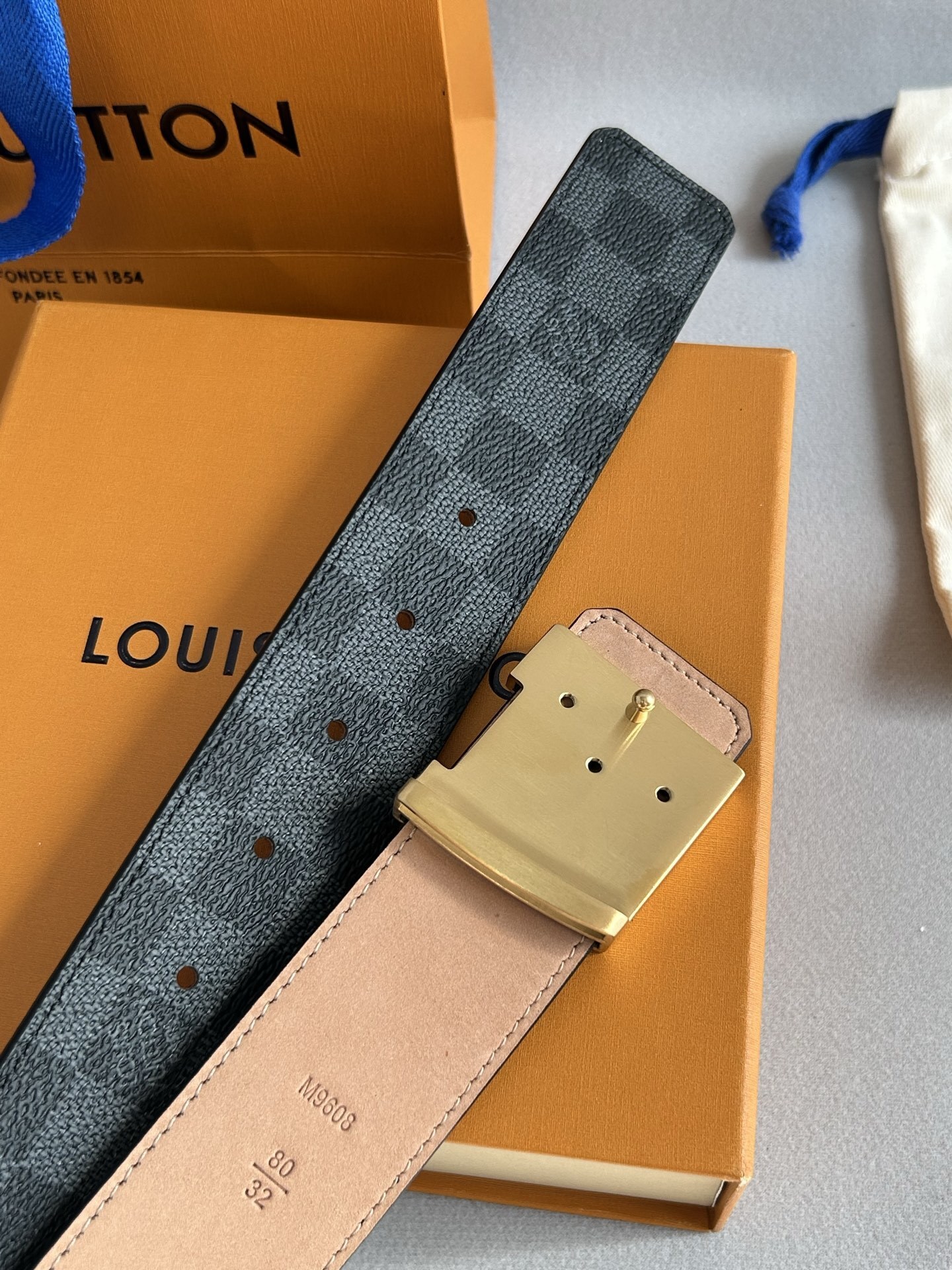 Louis Vuitton LV Initiales Belt - Damier Graphite & Gold Buckle