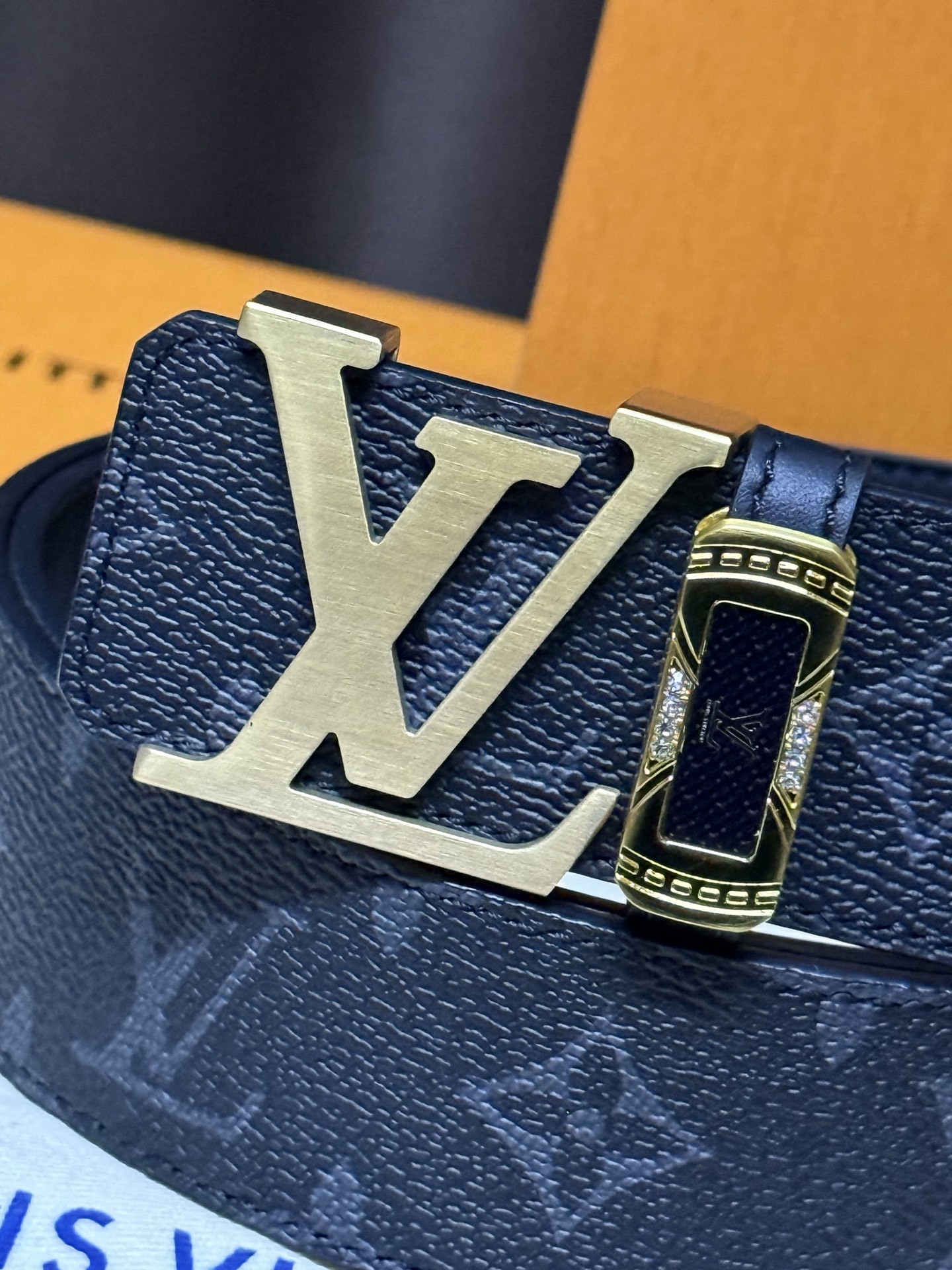 Luxury Louis Vuitton LV Initials Monogram Eclipse Belt - Gold Buckle