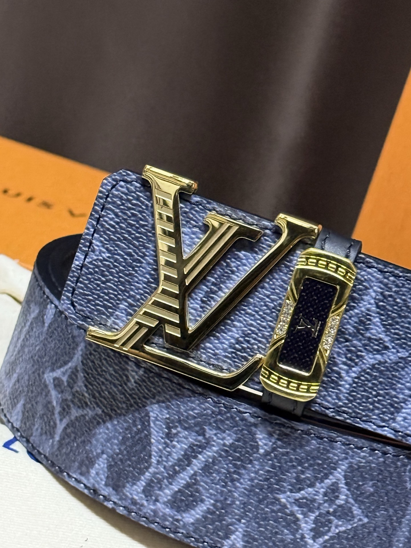 Louis Vuitton Monogram Canvas Belt with Gold LV Initiales Buckle