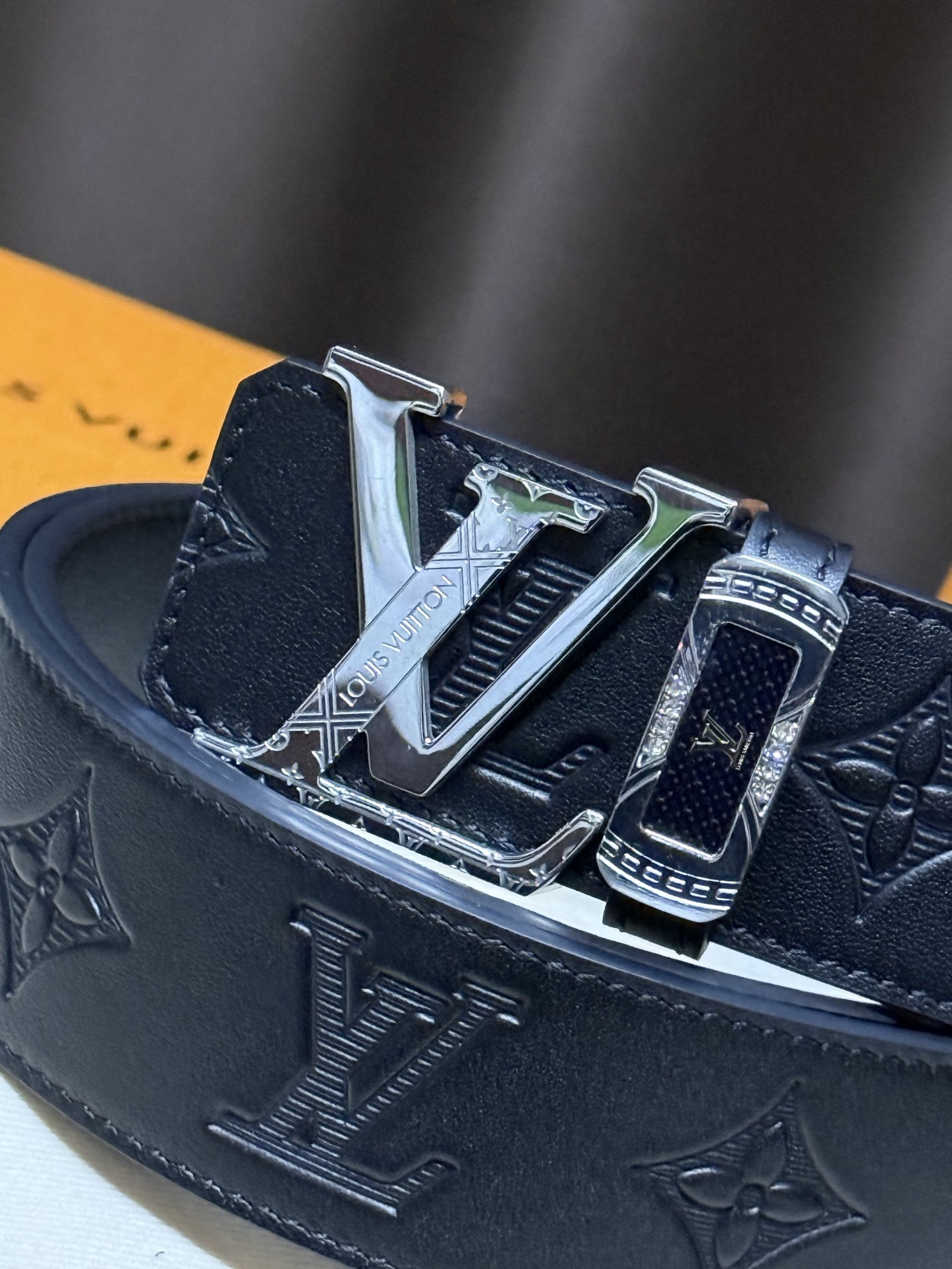 Louis Vuitton Men's Monogram Shadow Black Leather Belt