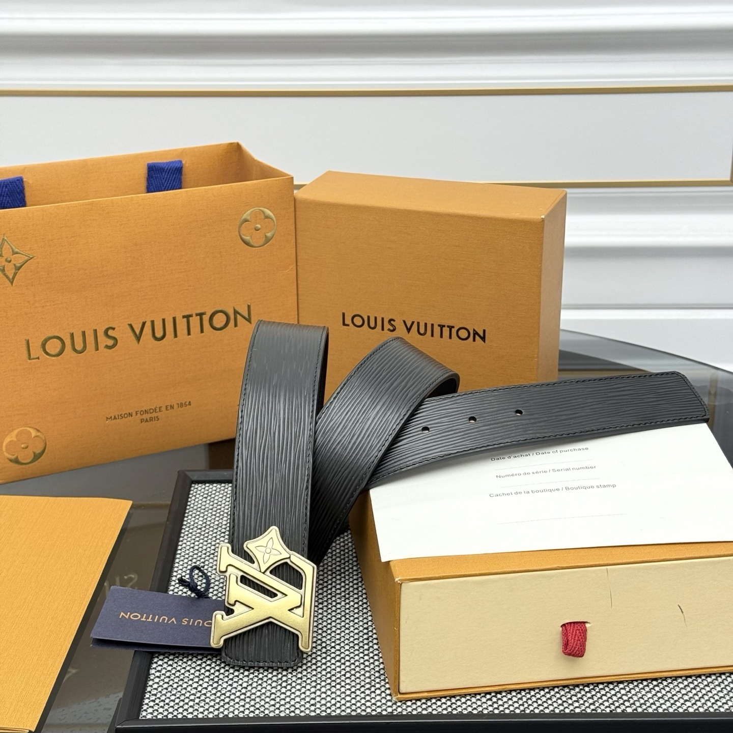 Louis Vuitton Men's Epi Leather Belt with Gold LV Star Buckle