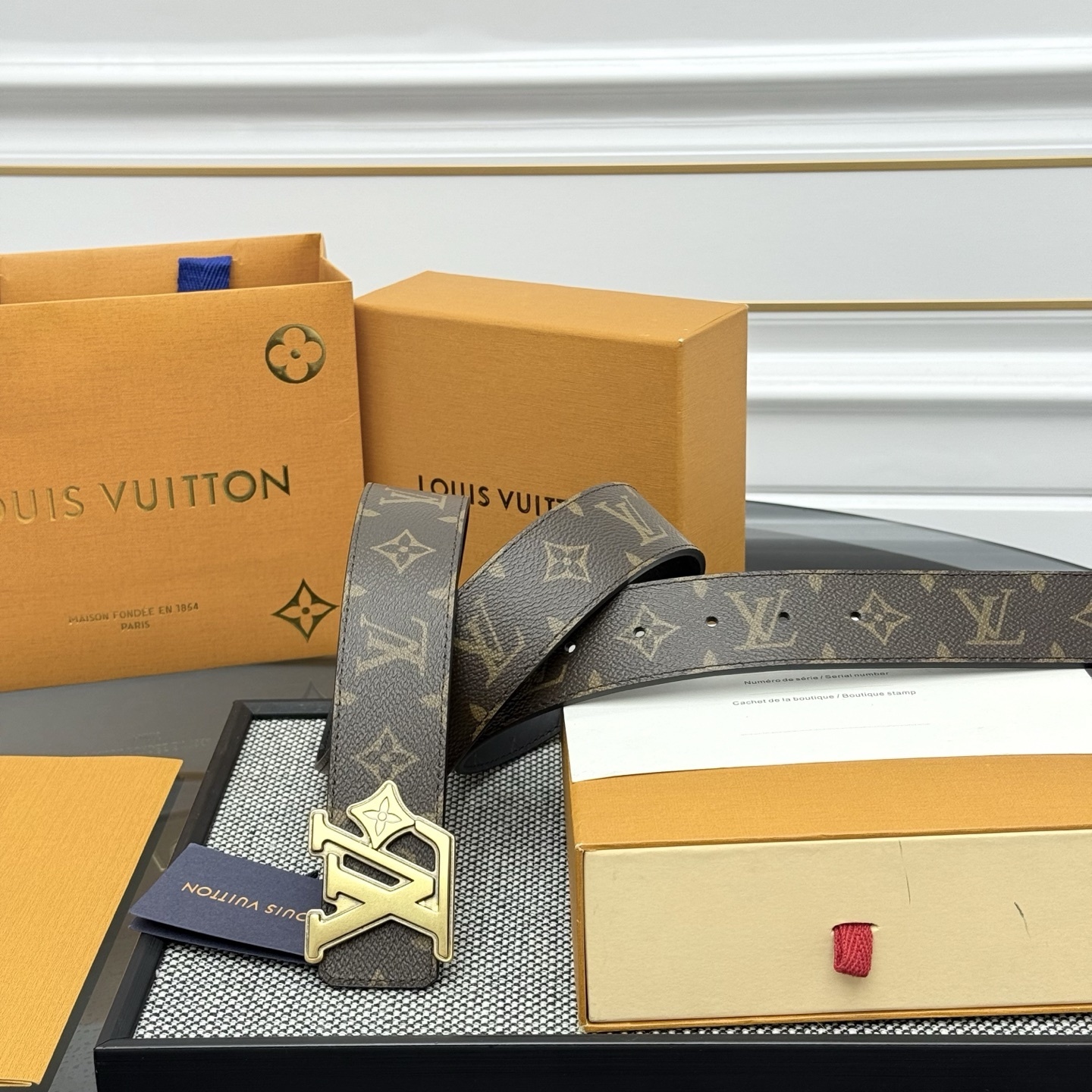 Louis Vuitton LV Initiales Monogram Belt - Luxury Gold Buckle