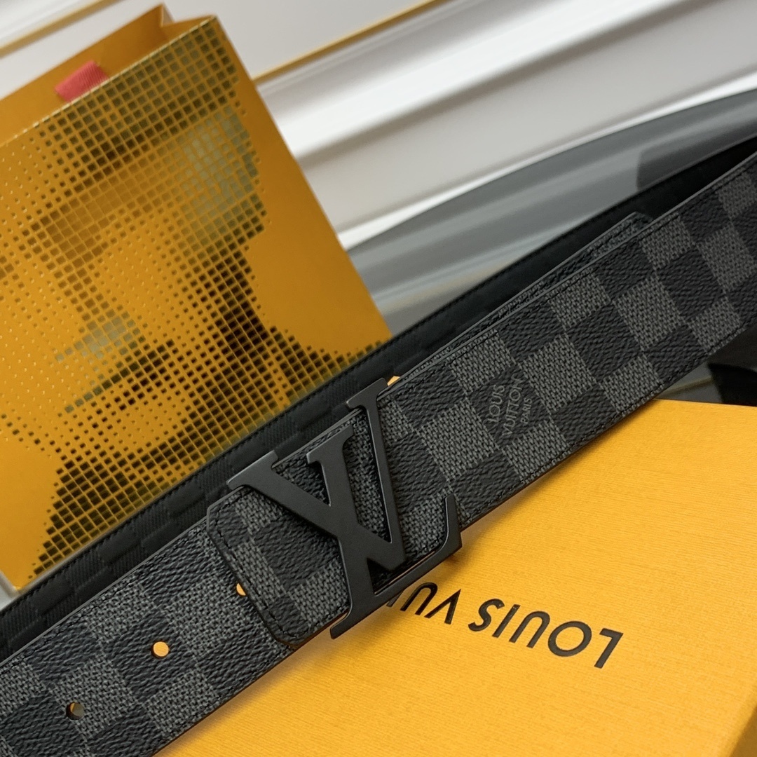 Louis Vuitton LV Initiales 40mm Matte Black Damier Leather Belt