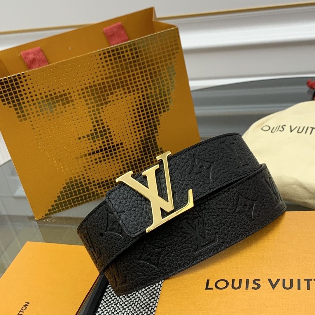 Louis Vuitton LV Initiales 40mm Belt - Black Monogram Leather Gold