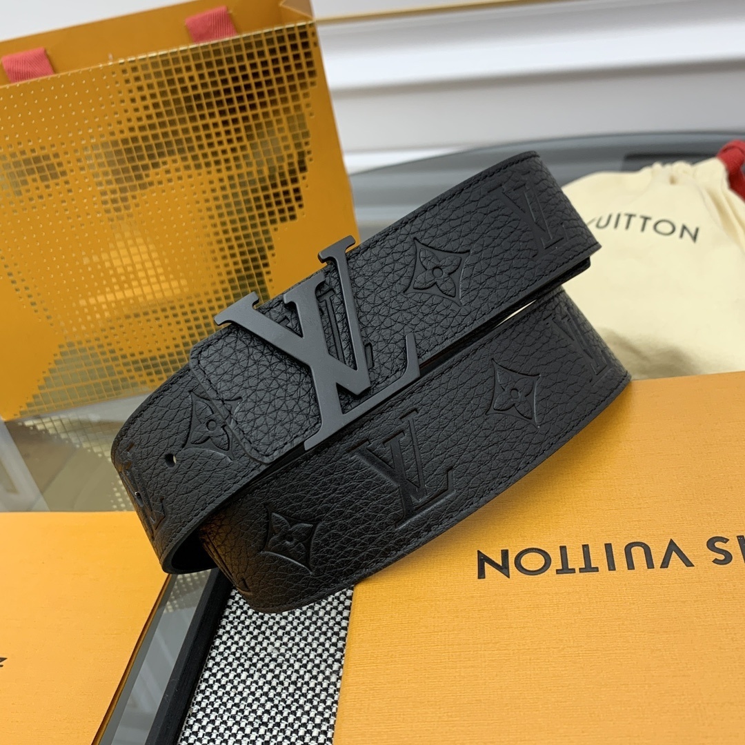 Louis Vuitton LV Initiales Matte Black Monogram Leather Belt