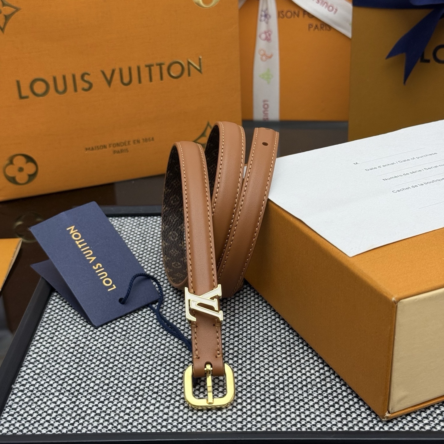 LV Iconic Double Wrap Leather Bracelet - Tan Gold-Tone