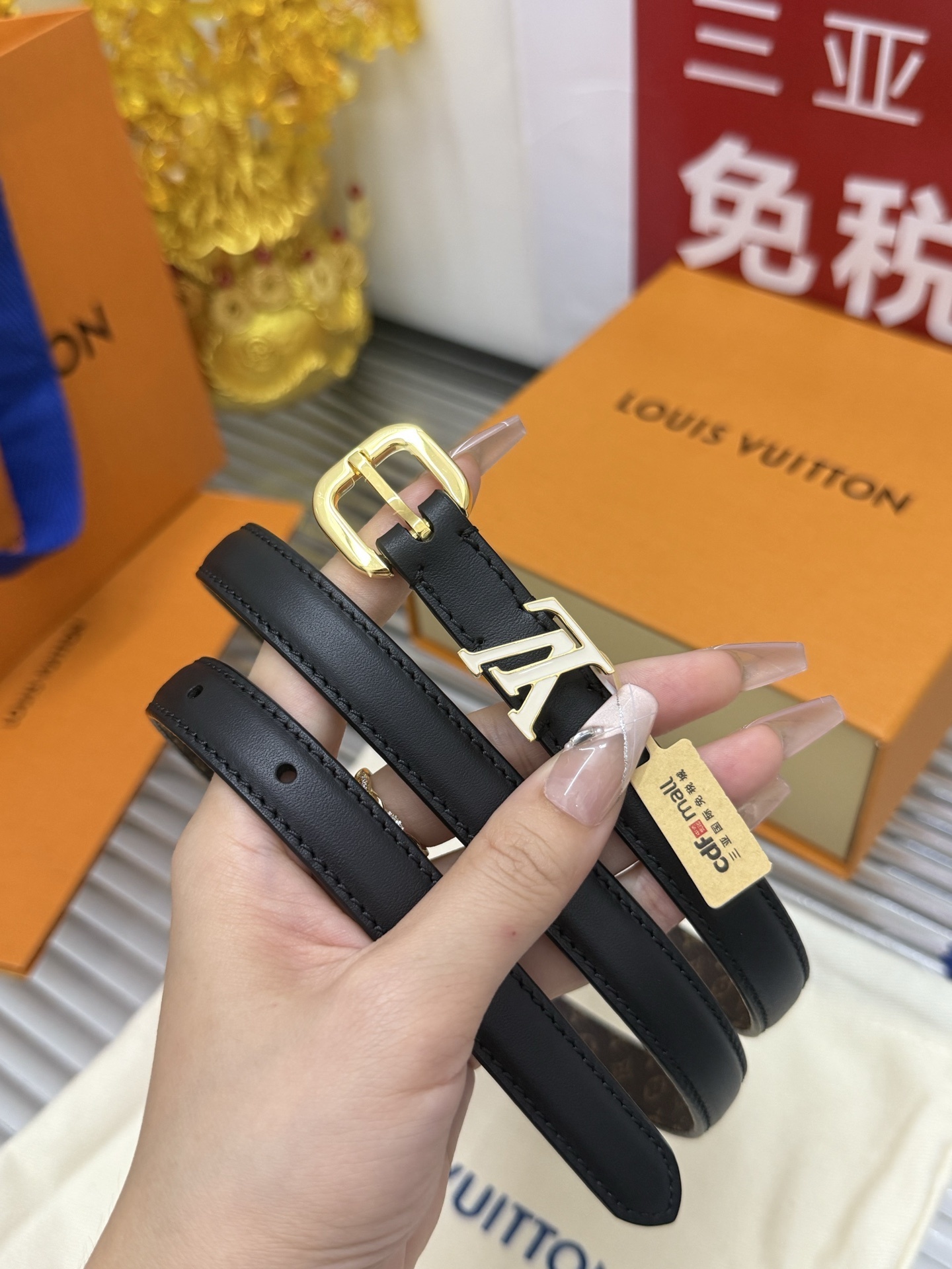 Louis Vuitton Women's Reversible Monogram Slim Leather Belt