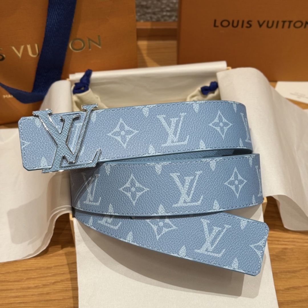 Louis Vuitton LV Initiales 40mm Monogram Leather Belt - Light Blue