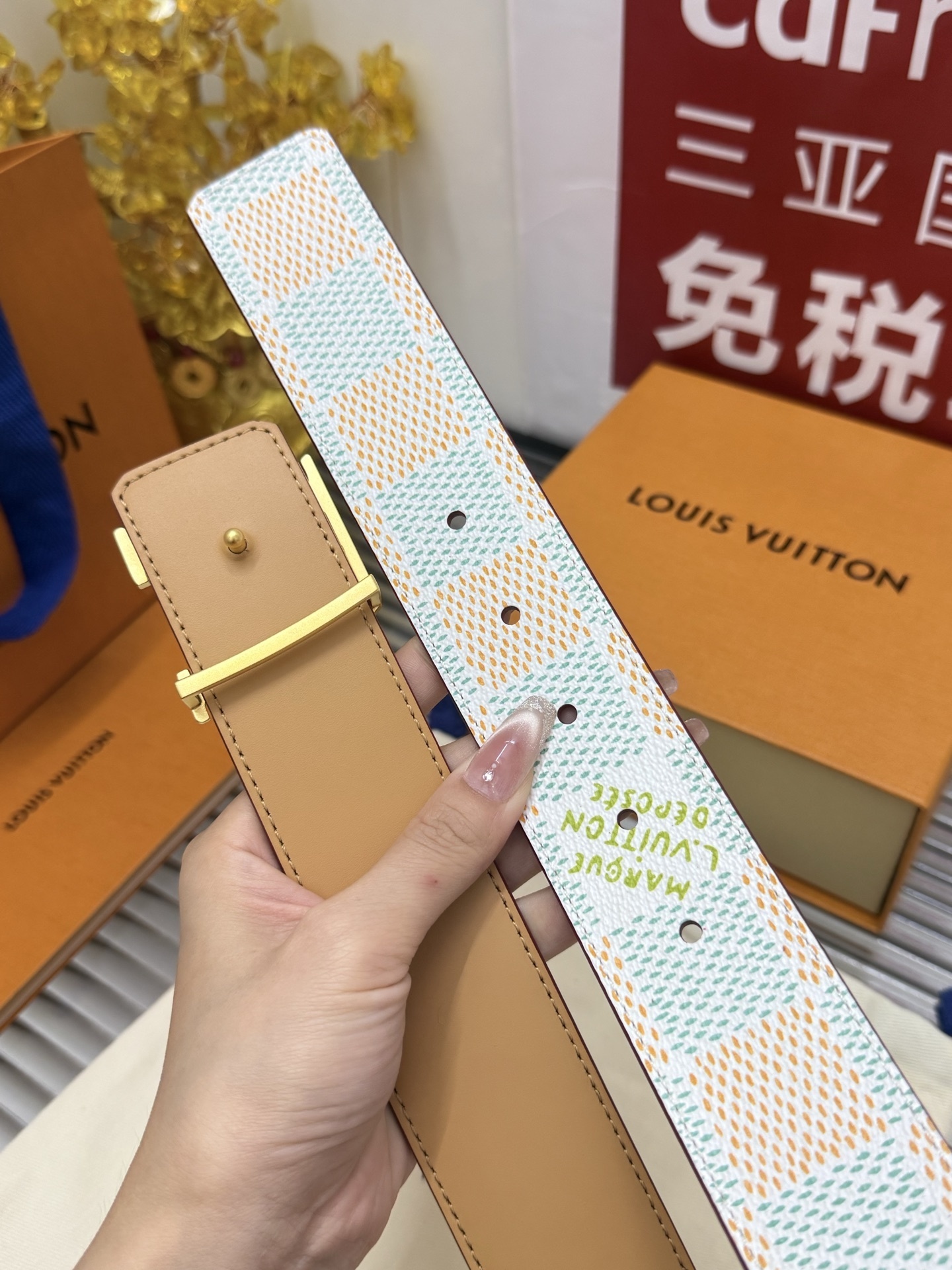 Louis Vuitton LV Initials 40mm Belt Damier Pop Green Orange