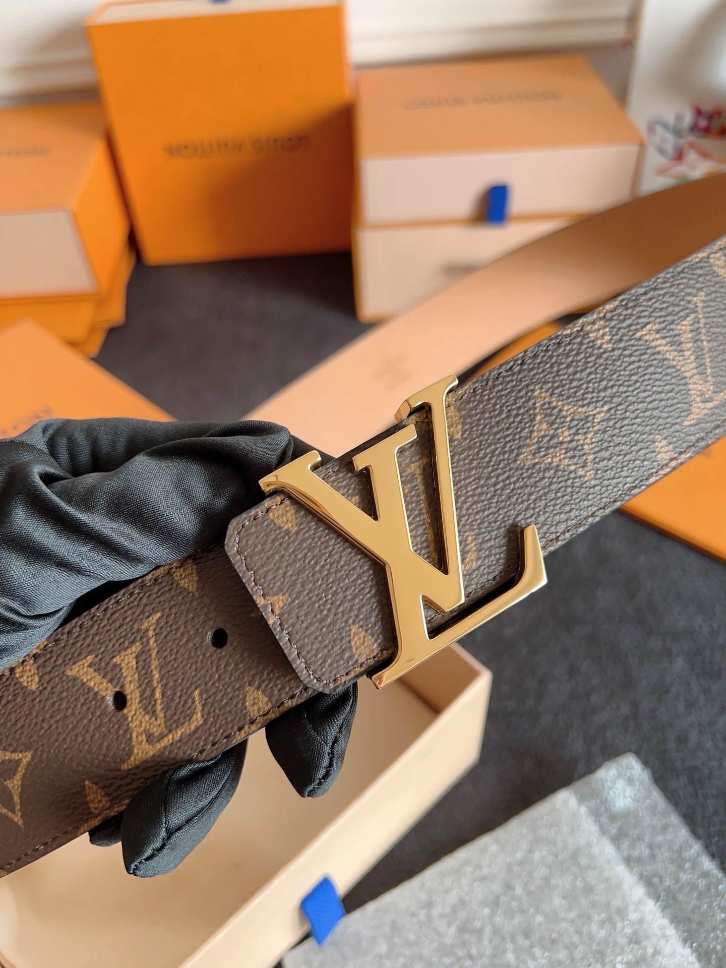 Louis Vuitton LV Initiales 40mm Monogram Canvas Belt - Gold Buckle